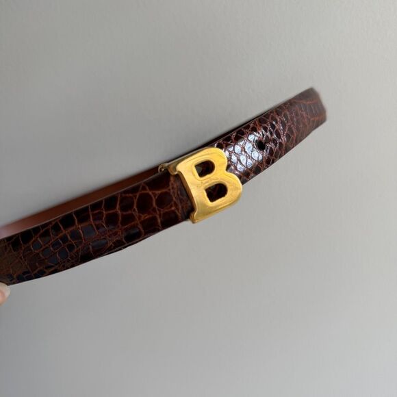 Bally Women’s Genuine Alligator Leather Skinny Belt 75